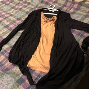 Blouse, one piece, gold under, black over